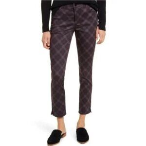 Wit & Wisdom Burgundy Buffalo Plaid Ab Solution Zip Detail Skinny Jeans Size 4